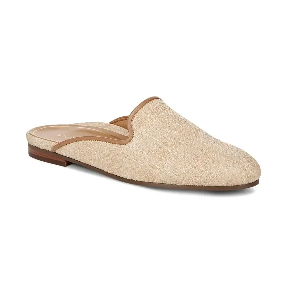 VIONIC Willa Flat Mule in Natural Raffia Tan Woven Loafers Comfort Women's 9.5 - Picture 1 of 11